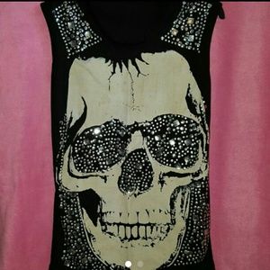 M. Blinged out skull shirt rhinestones and studs