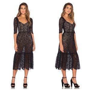 For Love And Lemons Rosalita Midi Dress - Black