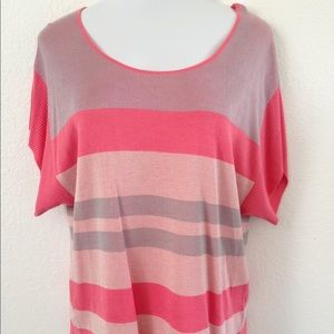 Anthropologie Moth Coral Striped Tunic Sweater S