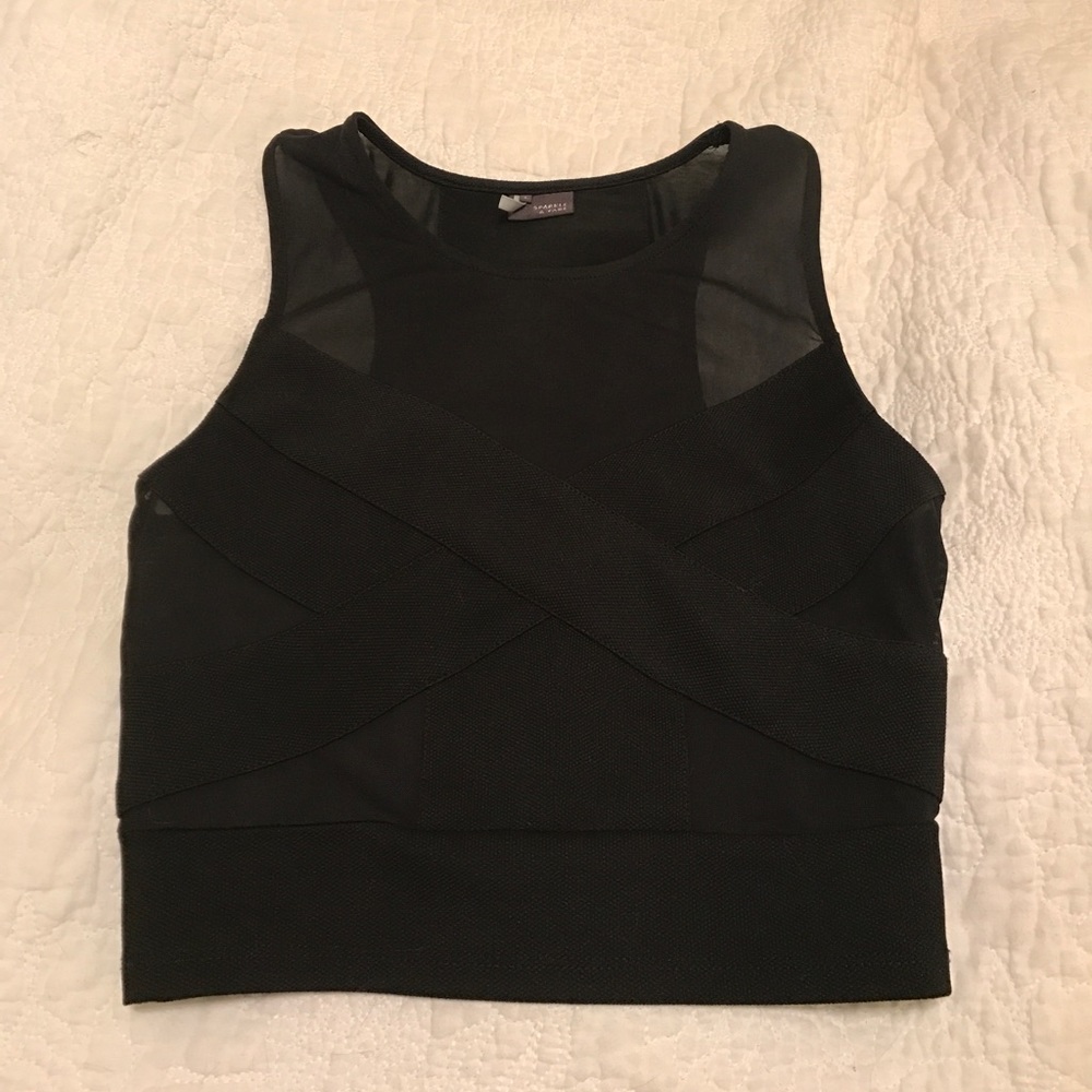 Sparkle & Fade Black Mesh Crop