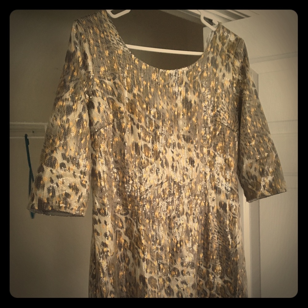 Sequence cheetah print dress
