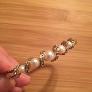 Gold, Pearl, and CZ Bangle
