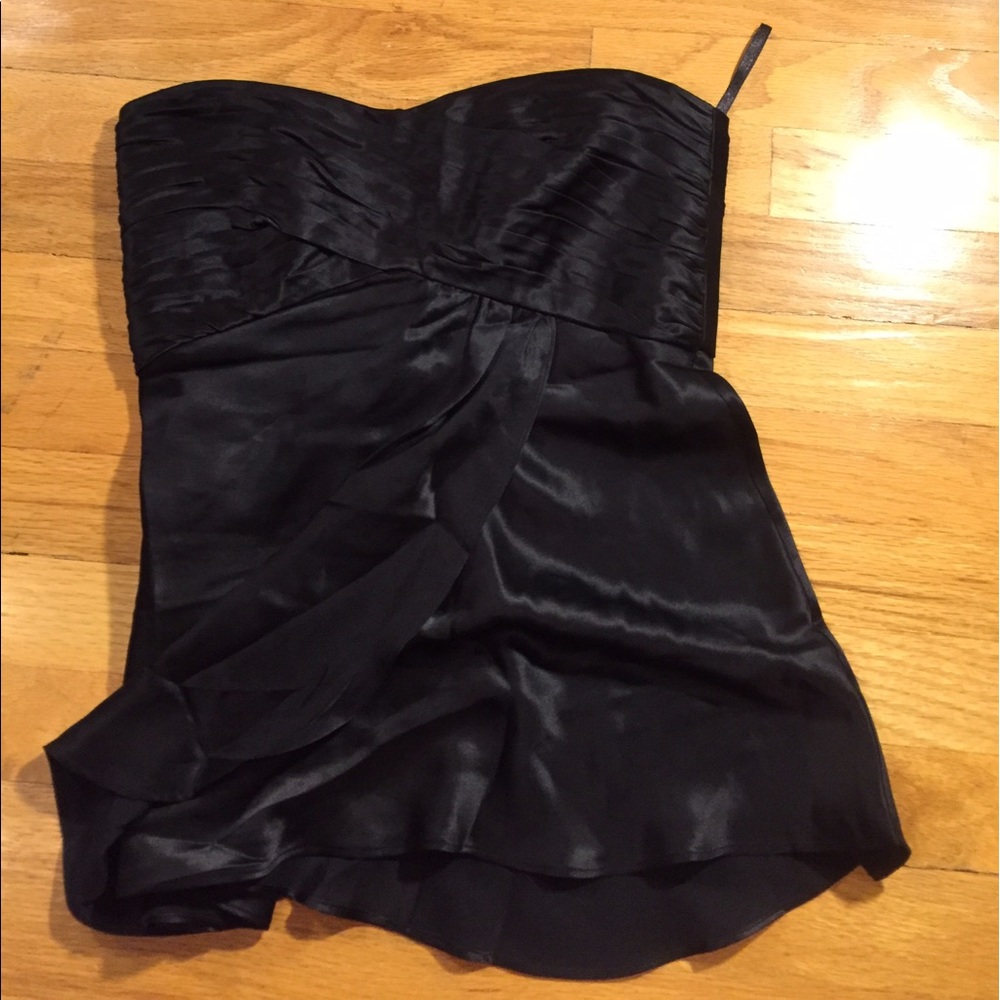 Banana Republic Black 100% silk strapless evening