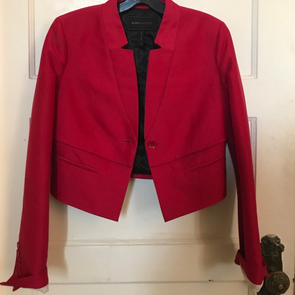 Cropped Red BCBG Max Azria Structured Blazer