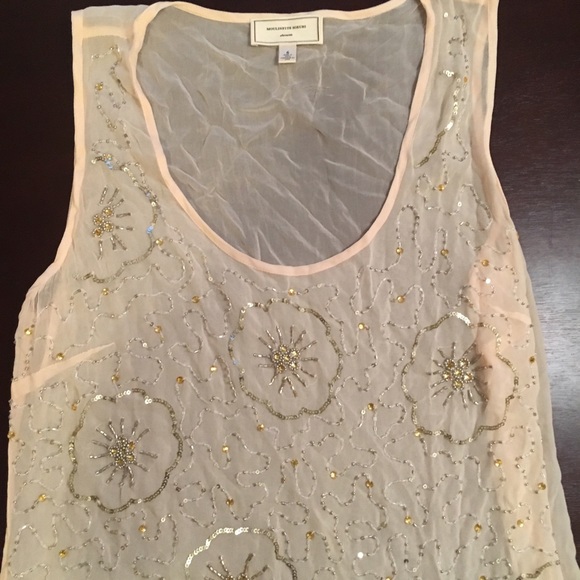 NWOT Anthropologie Sheer Sequined Tank - Picture 2 of 5