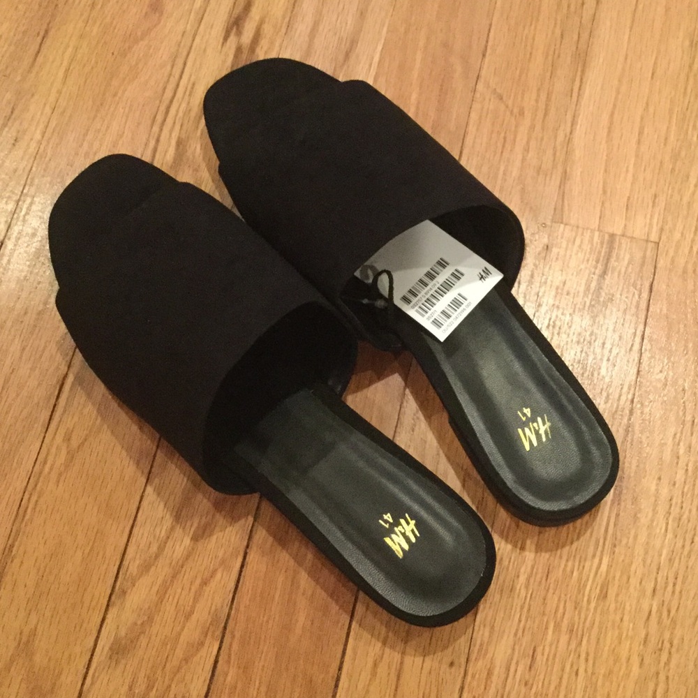 H&m black suede mules size 9.5(41)