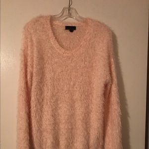 Fuzzy Pink Sweater w/Sequin Accents