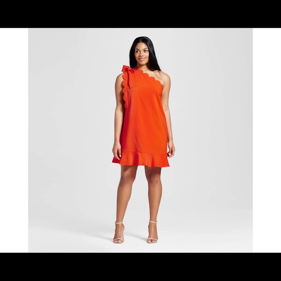 Victoria Beckham Ruffled One Shoulder Orange Dress - Picture 3 of 6