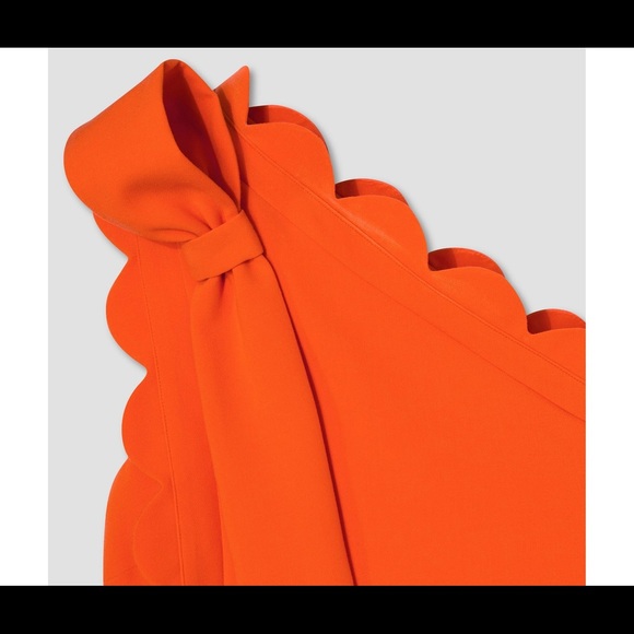 Victoria Beckham Ruffled One Shoulder Orange Dress - Picture 4 of 6