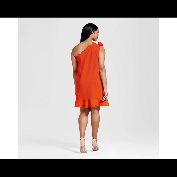 Victoria Beckham Ruffled One Shoulder Orange Dress - Picture 5 of 6