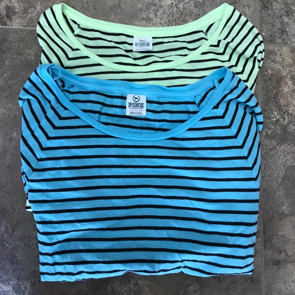 PINK 💕 Lot of 2 striped long sleeve tee shirts