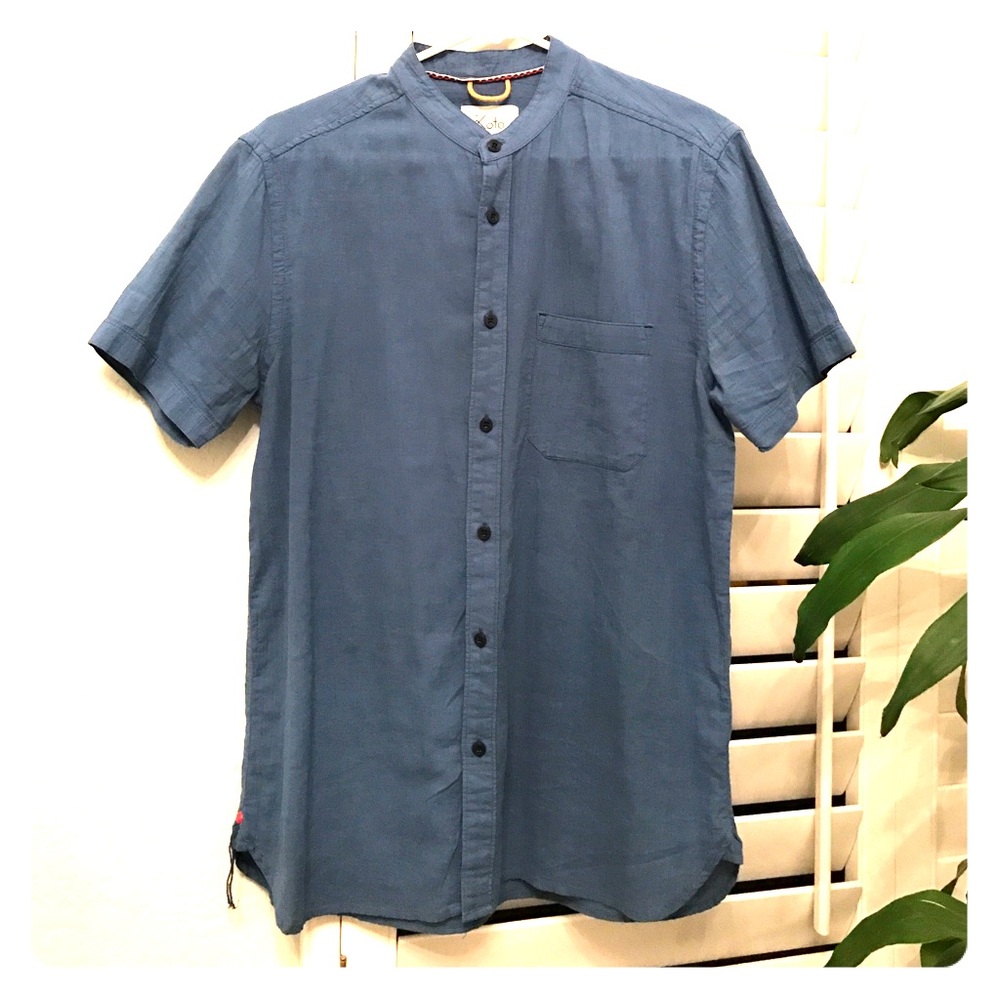 Koto Blue Mandarin Collar Button-Down Shirt