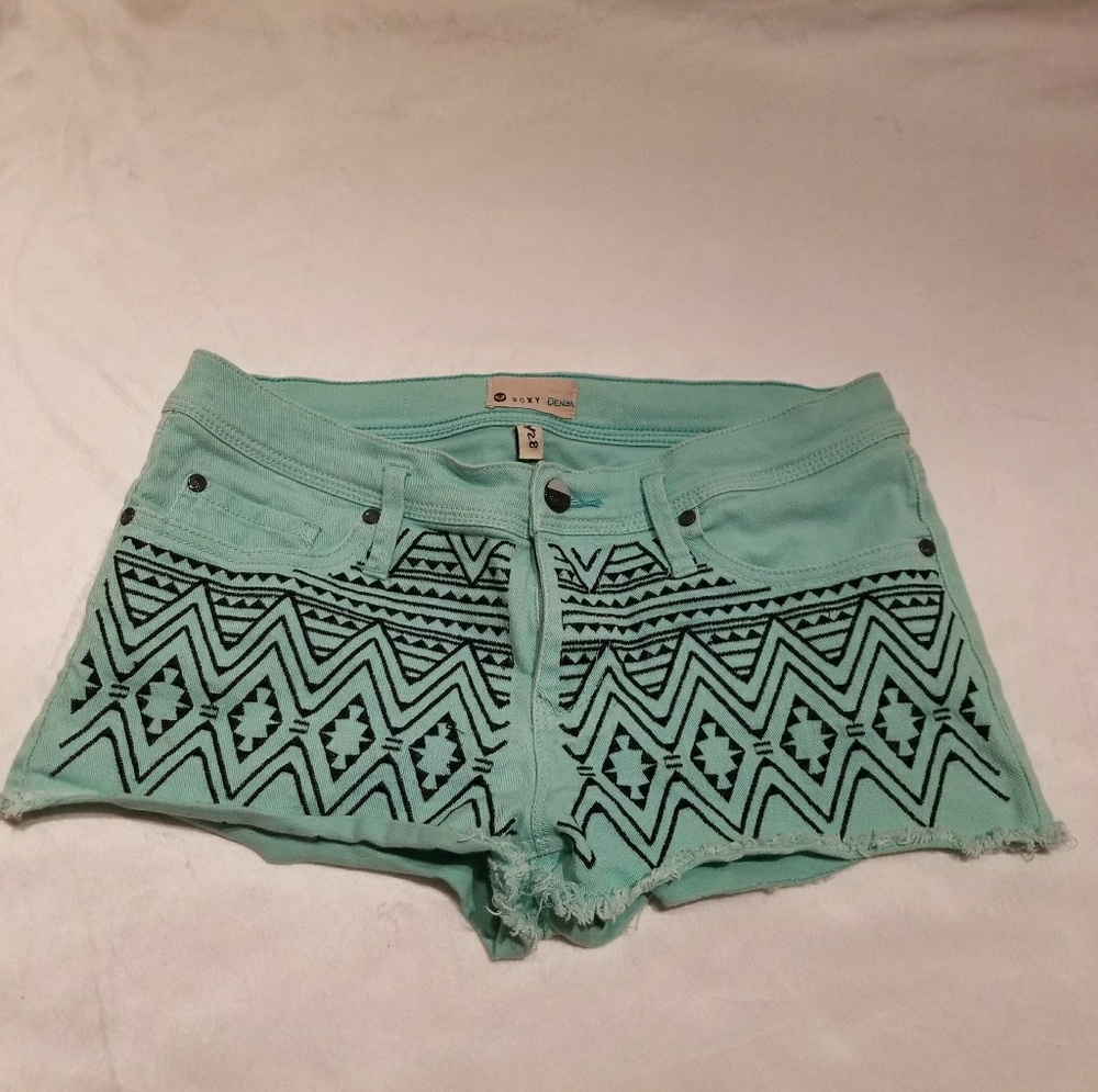 ROXY teal Aztec shorts size 7