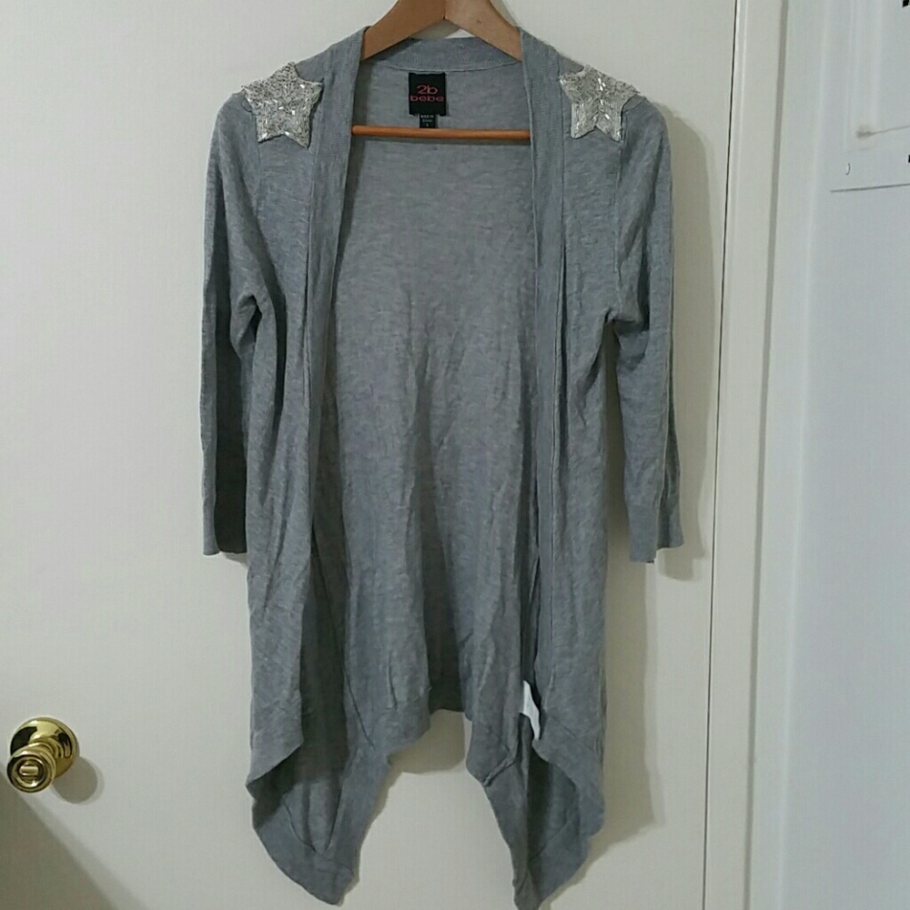 2b bebe star embellished open sweater cardigan