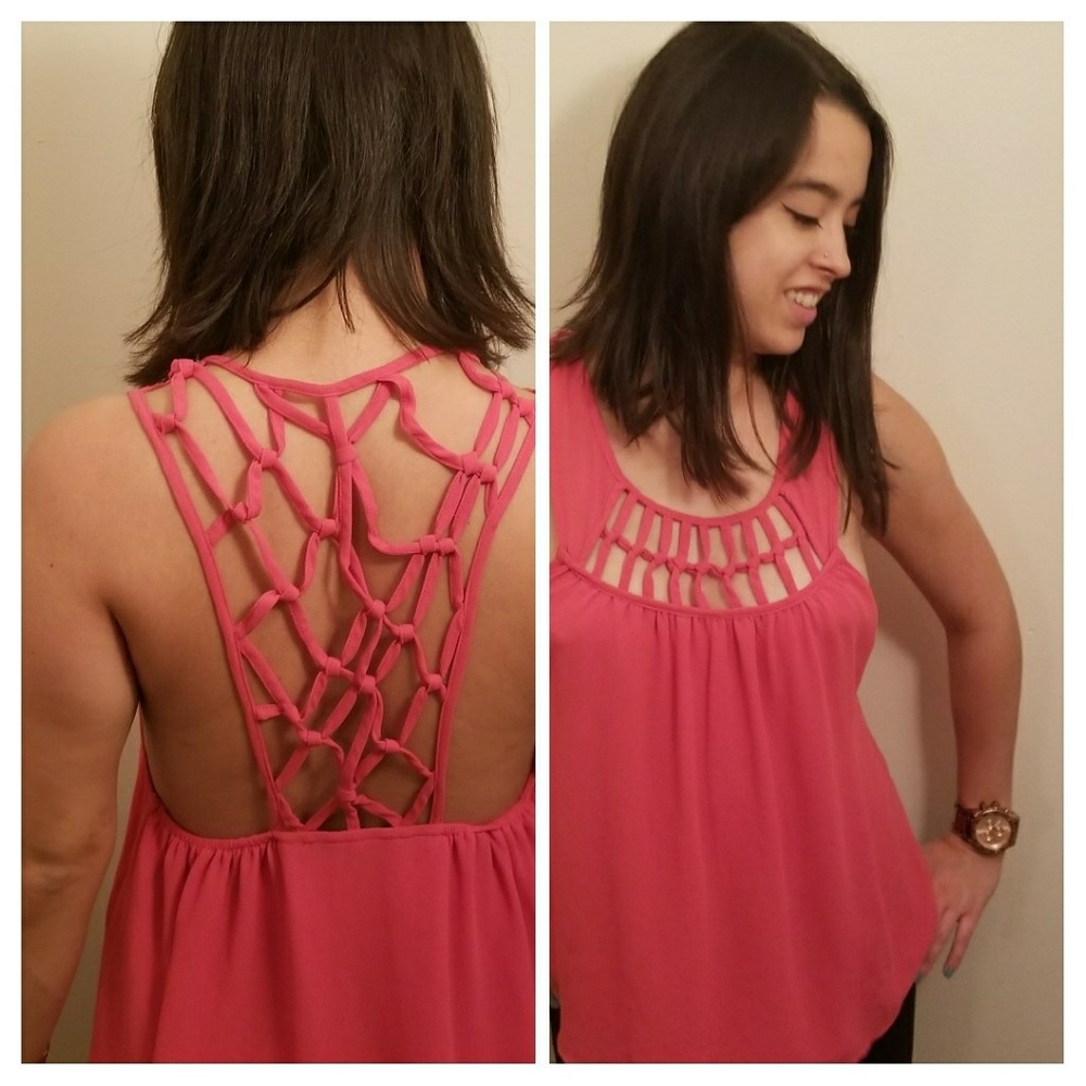 Pink backless top