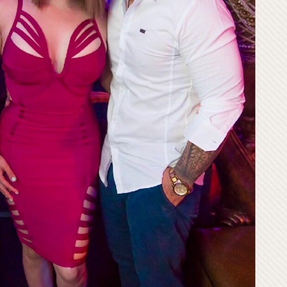 Sexy burgundy bandage dress - Picture 2 of 3