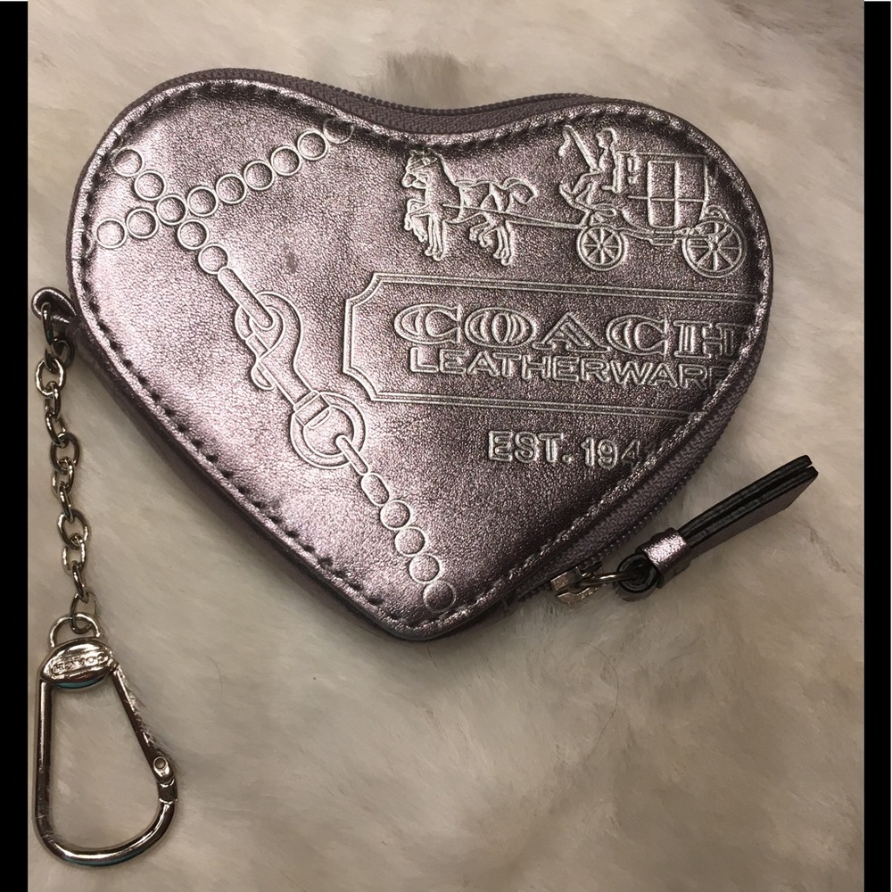 Coach Embossed Metallic Heart Card Wallet