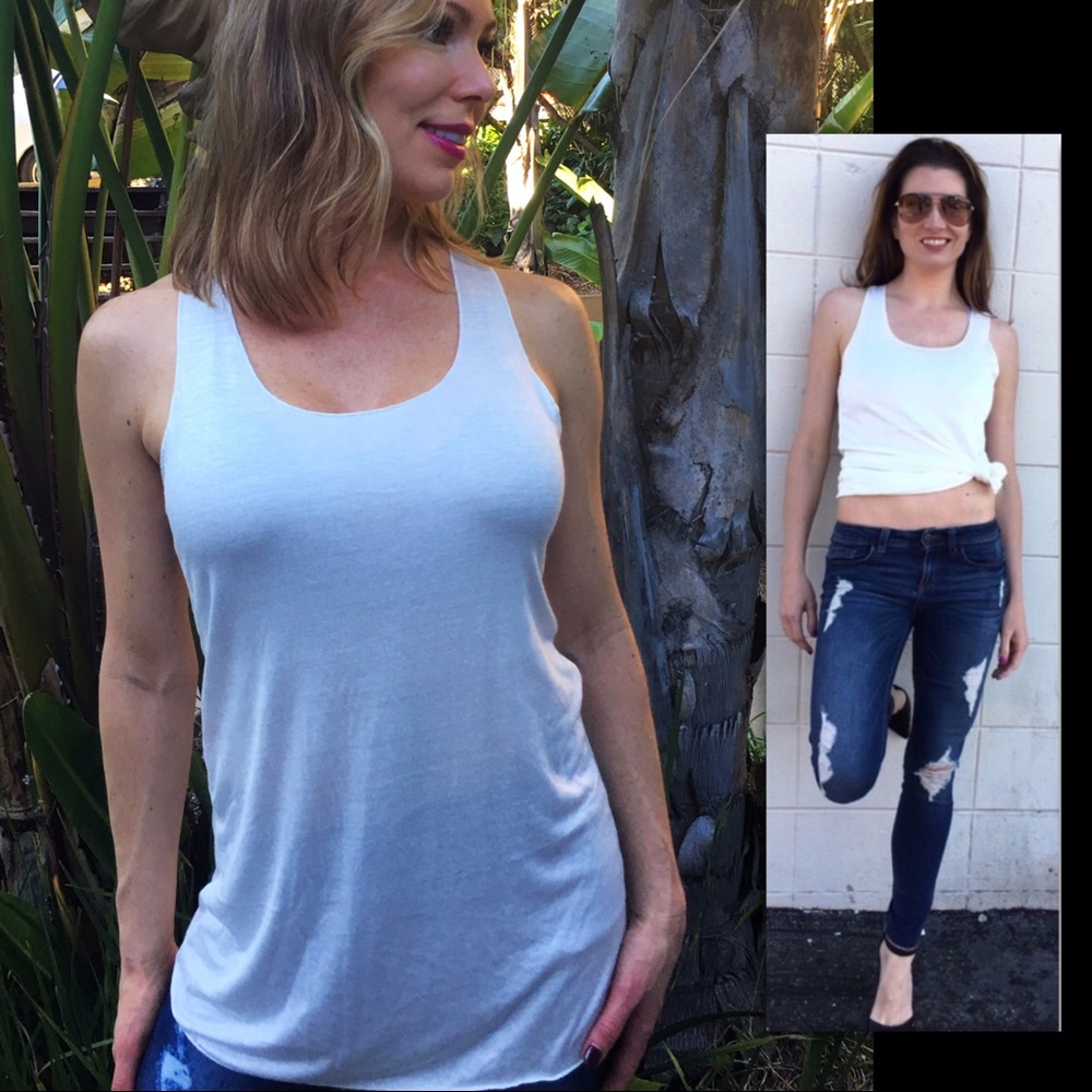 White Racerback Super Soft Lightweight Tank