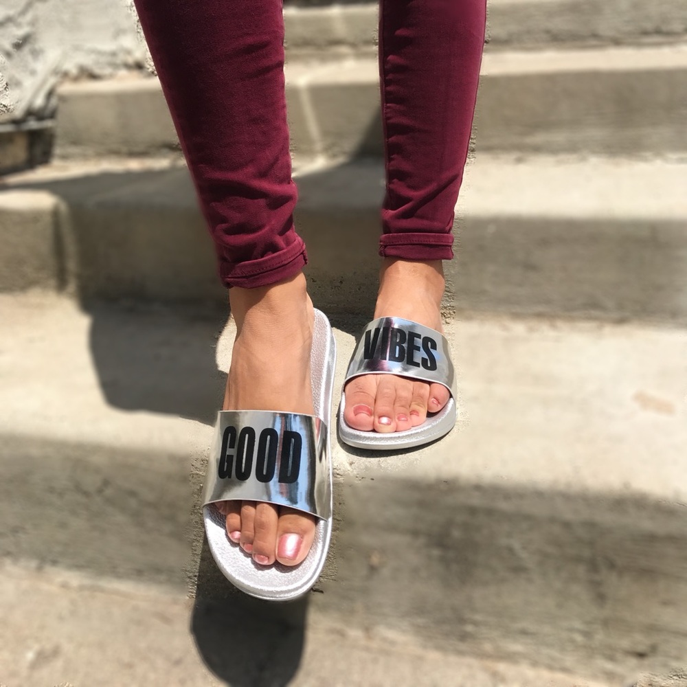 RESTOCKED!!! Rose Gold "Good Vibes sandals - Picture 6 of 6