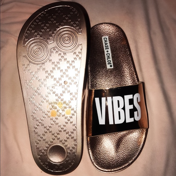 RESTOCKED!!! Rose Gold "Good Vibes sandals - Picture 4 of 6