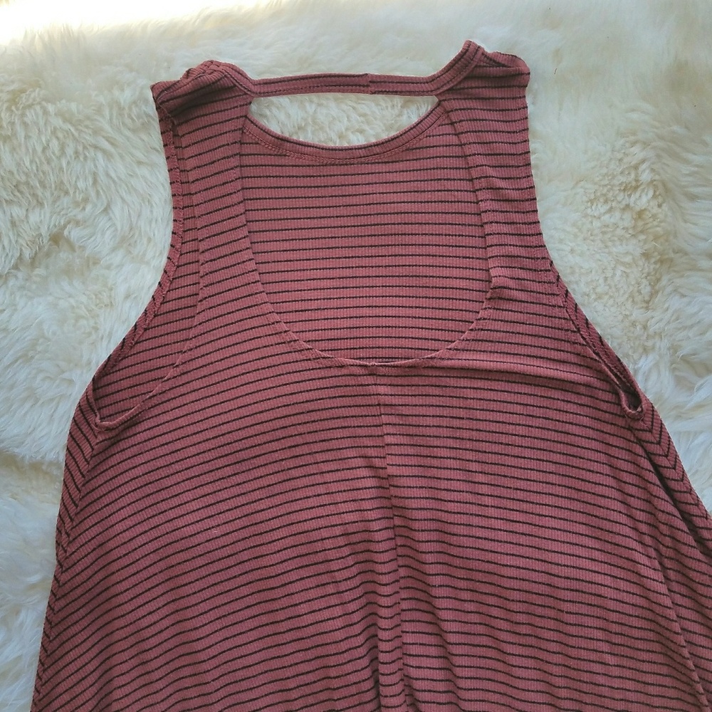 Striped Ribbed Swing Dress/Top in Rust