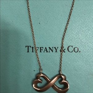 Tiffany and co 16 in silver double heart necklace