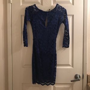 Blue lace cocktail dress