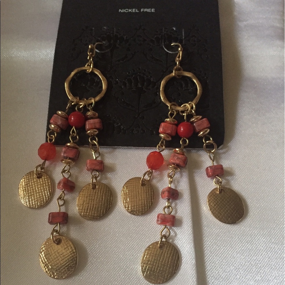 Gold & Coral Earrings