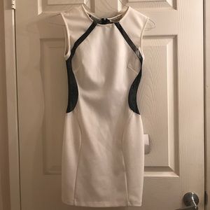 White with black lace cocktail dress