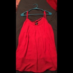 Hot pink, spaghetti strap blouse.
