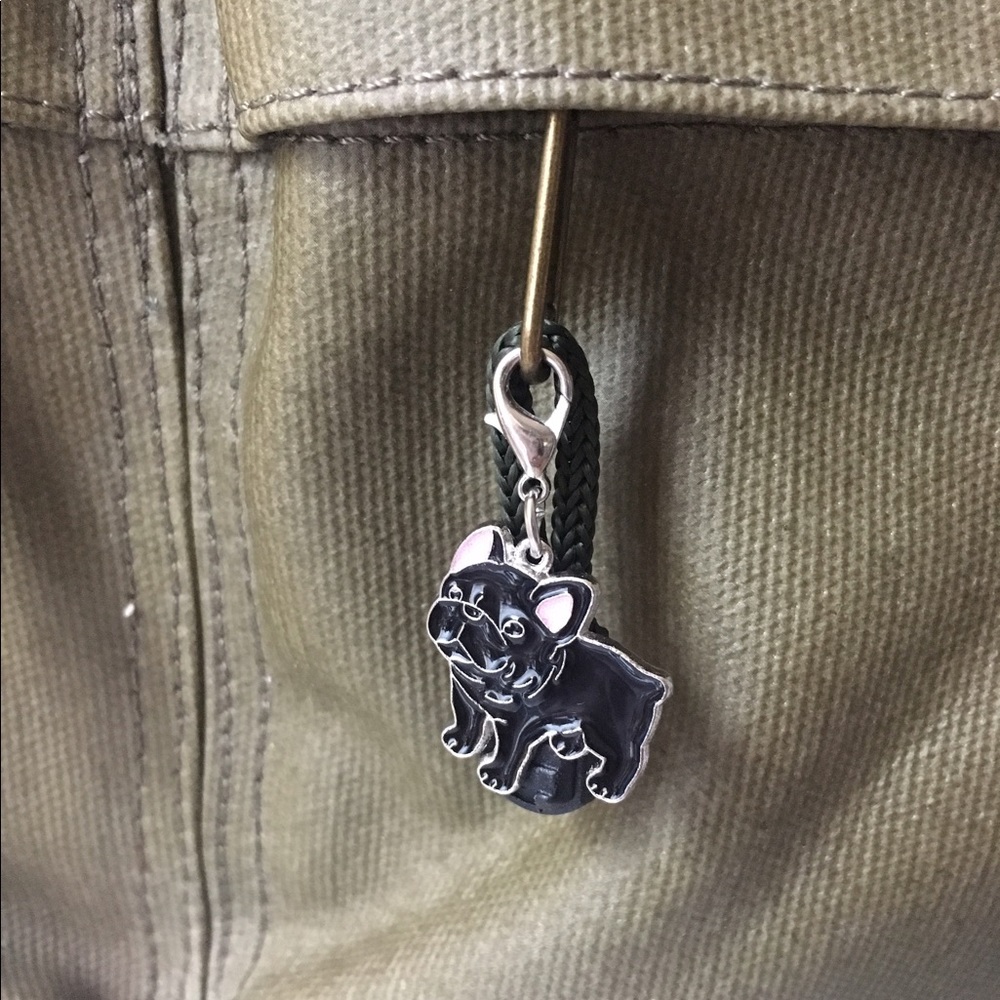 Mini Frenchie enamel keychain/bag charm