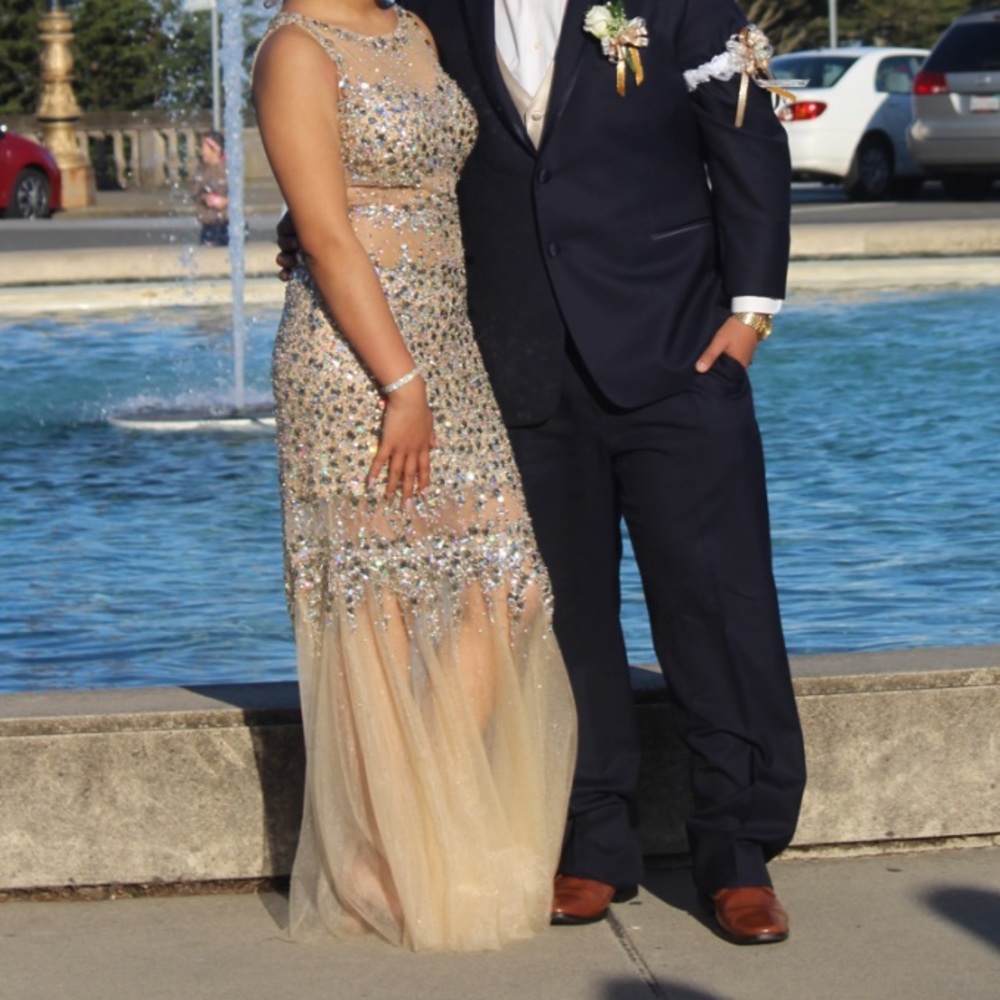 It's Prom Season! Gold sequined Prom Dress!