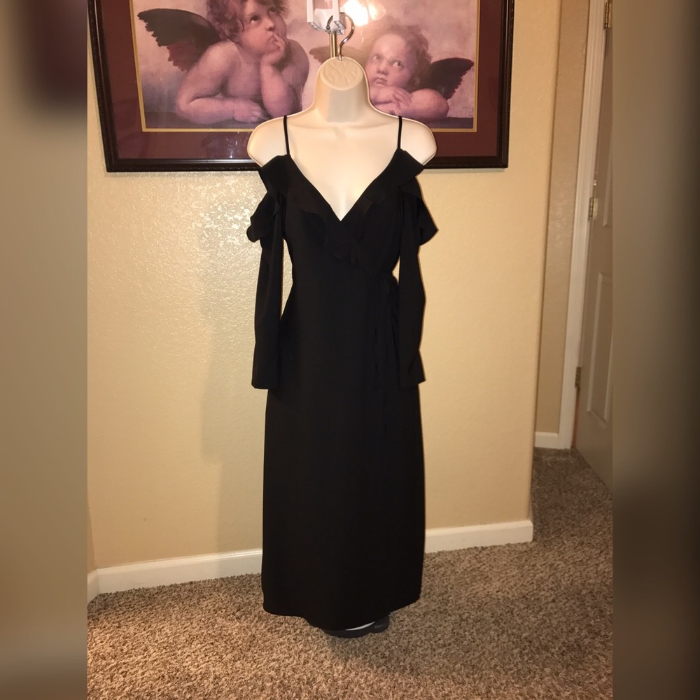 Topshop Long Wrap Halter Dress Black NWT $80Retail