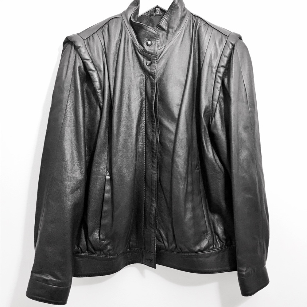 Vintage Black Leather Jacket 90s