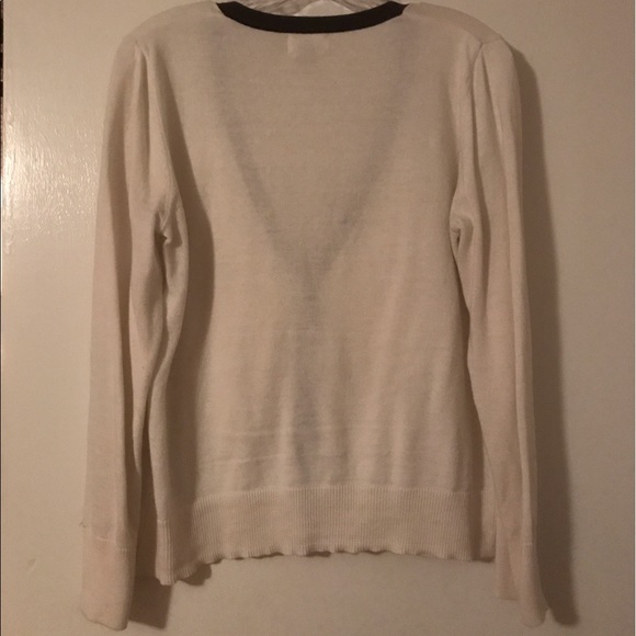 Off-White Cardigan with Black Trim - Picture 3 of 3