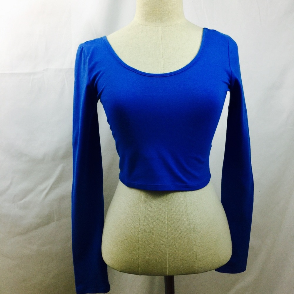 Royal Blue Scoop Neck Crop Top Medium