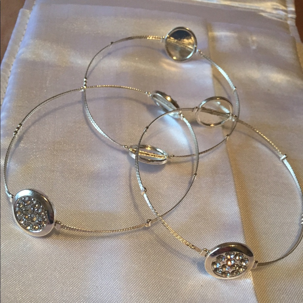 Silver & Rhinestone Bangles