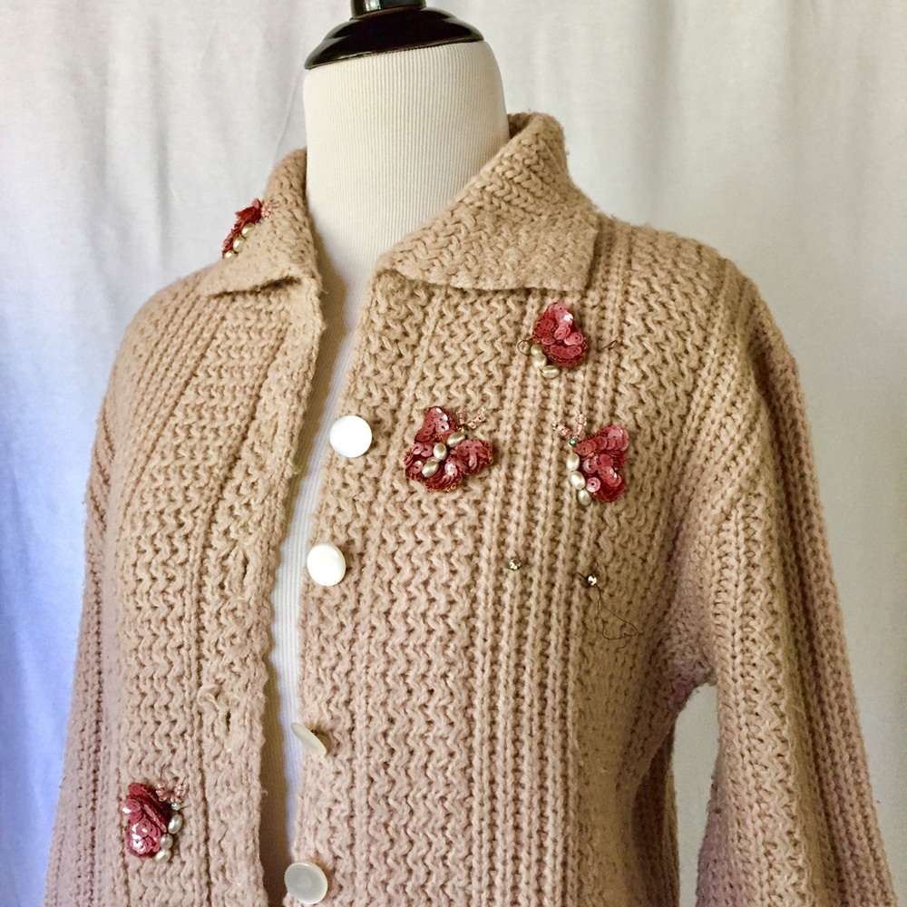 Vintage Beaded Cardigan Sweater (AS IS)