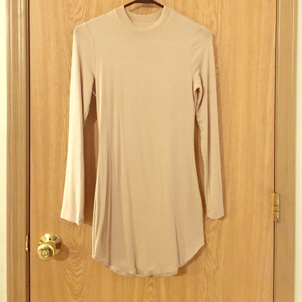 Tan long sleeve mini dress