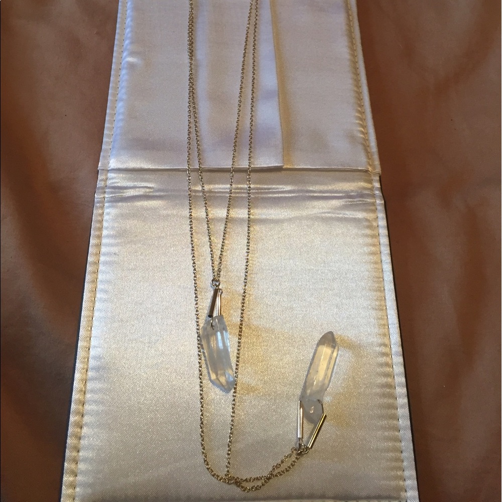 Gold & Clear Quartz Double Necklace