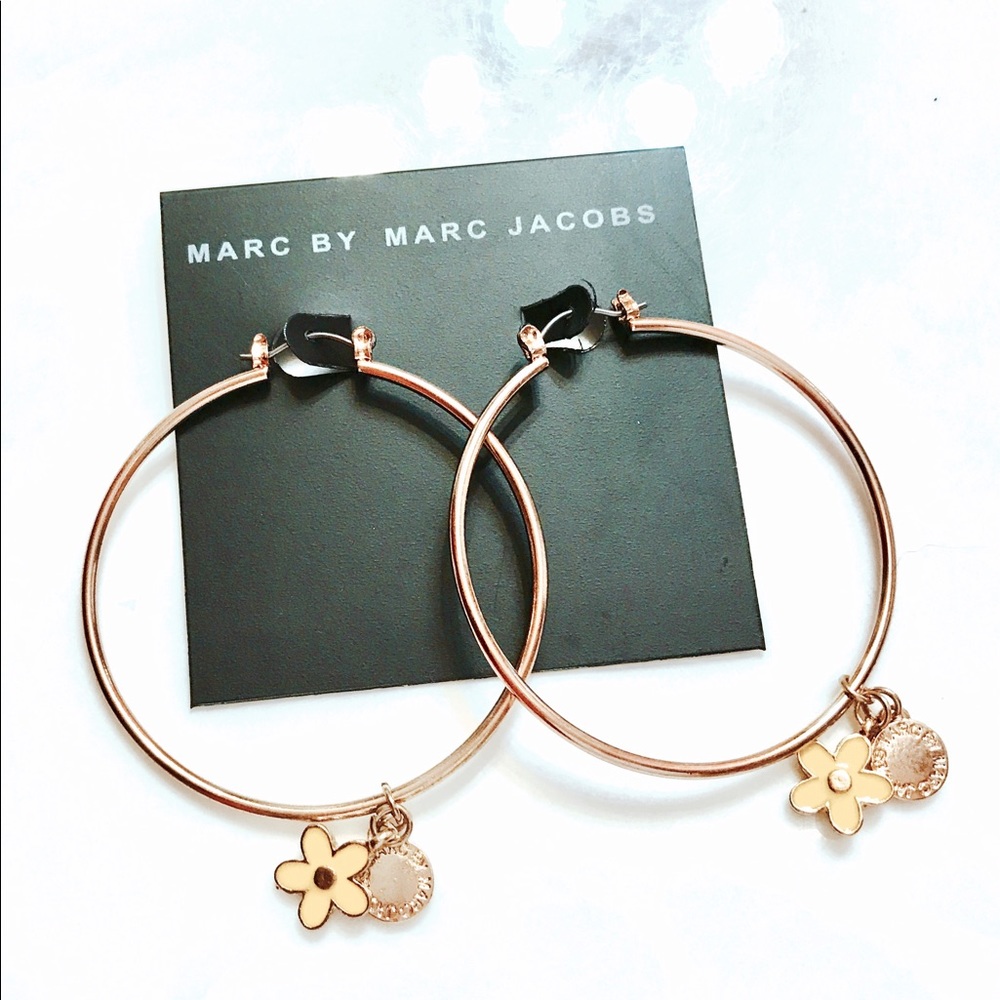 Marc By Marc Jacob's Flower & Logo Hoop Earrings