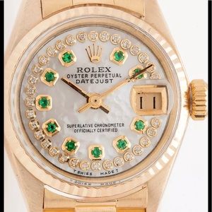A Pre Owned Ladies Emerald and Diamond Rolex