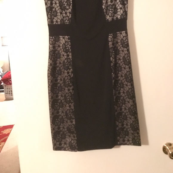 Black and Tan Lace Bodycon Dress - Picture 2 of 4