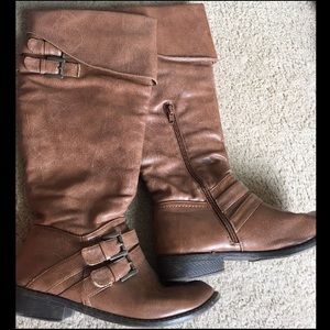 Brown faux leather riding boots