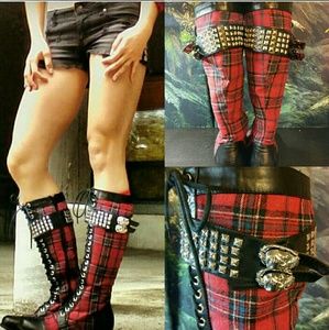 $DROP Abby dawn tall  tartan boots 9