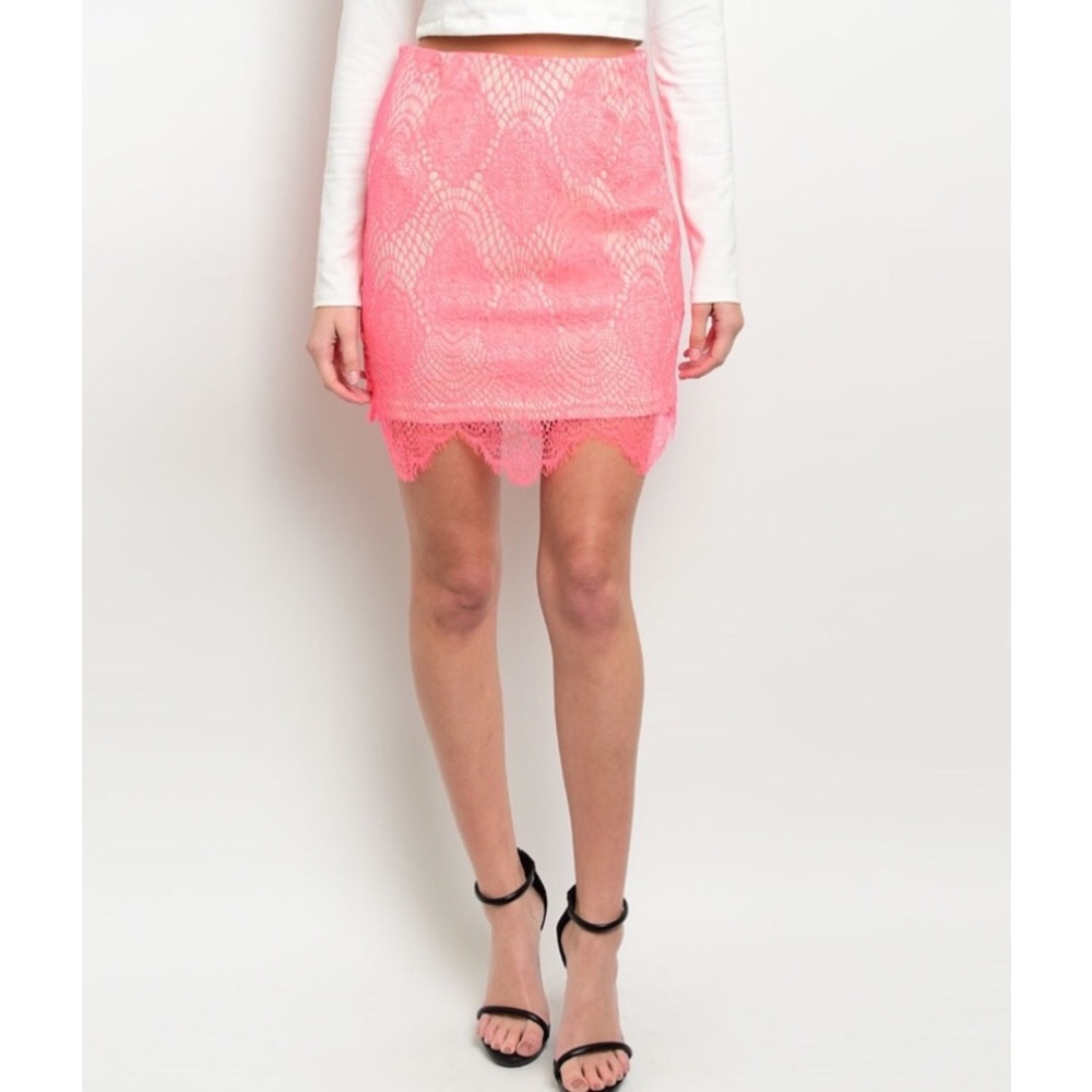 NEW! Coral Lace Skirt