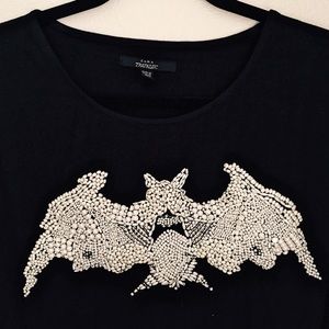 ZARA • sewn-pearl bat tee