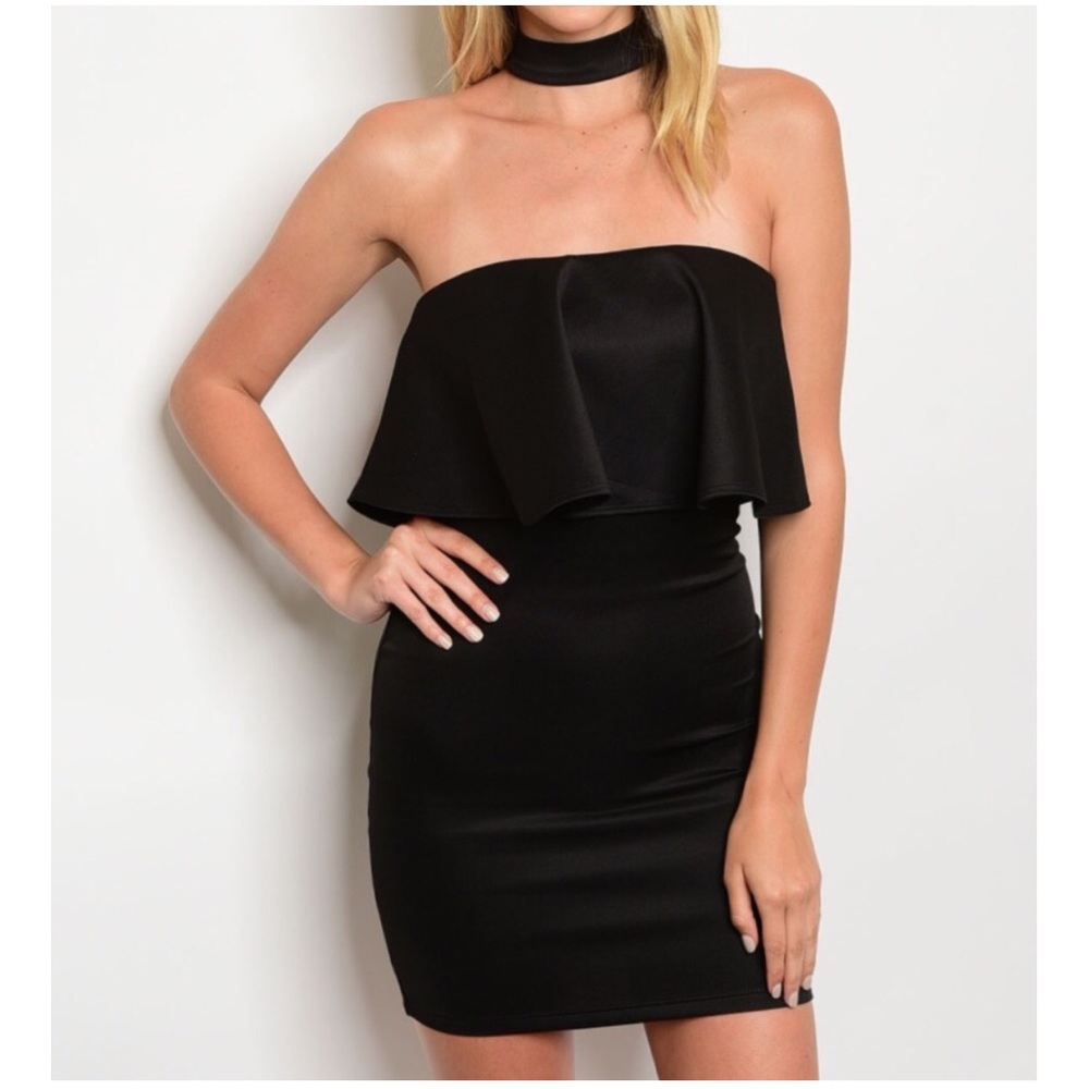 NEW! Black Chocker Ruffle Dress
