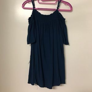 Off-shoulder dark turqoise blouse