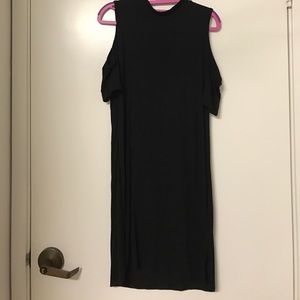 Open-shoulder black dress
